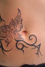 Abdominal simple butterfly vine totem tattoo pattern