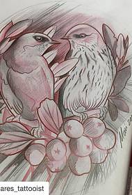 European and American school bird fruit tattoo pattern manuscript