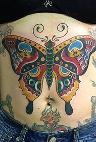 Abdomen flower butterfly tattoo pattern