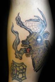 Modello di tatuaggio ragnatela testa di cervo di nuova scuola