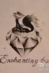 Cadro de tatuaxe de raposa de diamante