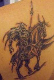Hátsó halál lovag és ló tetoválás minta