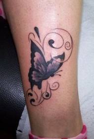 Mielas drugelio ir vynmedžio tatuiruotės modelis