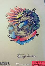 Le opere a colori del manoscritto a cavallo sono condivise dallo spettacolo di tatuaggi