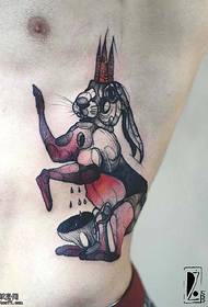 buik klassieke inkt konijn tattoo patroon