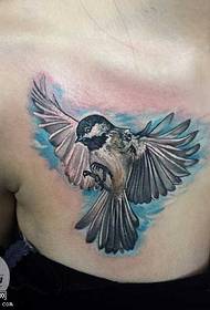 Chest Little Swallow Tattoo Pattern