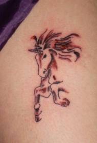 Modello di tatuaggio unicorno marrone gamba