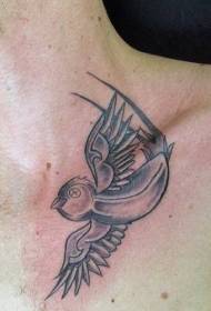 Modello del tatuaggio del passero nero clavicola