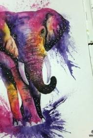 Manoscritto di tatuaggi elefante europeo e americano a spruzzi di colore