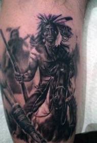 Ben realistiske vestlige store tema indiske rider tatovering