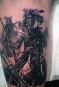 Gambe realistiche western grande tema tatuaggio pilota indiano