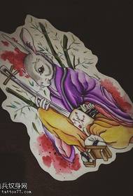 modello del manoscritto del tatuaggio del coniglio del fumetto di colore