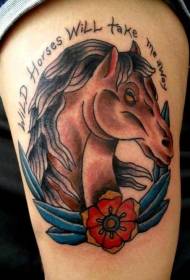 Jalkojen väri vanhan koulun tyylin hevonen tatuointi kuva