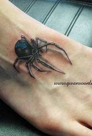 Patrón de tatuaje de araña azul empeine