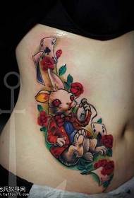 Side Waist Color rabbit tattoo pattern