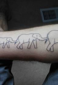 Patró de tatuatge simple de la família dels elefants del vedell