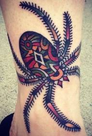 Modello di tatuaggio ragno colorazione geometrica di colore delle gambe