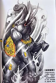 un bel modello di manoscritto tatuaggio elefante rinoceronte