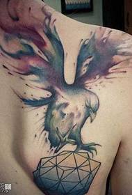 Spalvingas paukščių tatuiruotės raštas