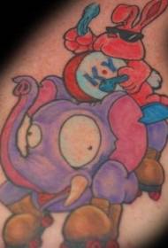 coniglio tatuaggio elefante color fumetto modello di tatuaggio