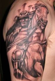 Shoulder brown japanese cavalry tattoo pattern