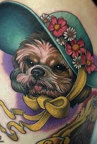 šlaunies gražus šuns tatuiruotės modelis