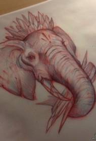 Manoscritto tatuaggio tatuaggio testa di elefante europeo e americano