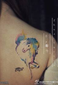Váll akvarell ló tetoválás minta