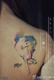 Shoulder watercolor horse tattoo pattern
