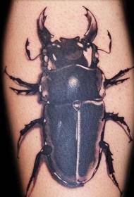 Realistic realistic black gray beetle tattoo pattern