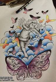 Modello manoscritto tatuaggio angelo farfalla di colore