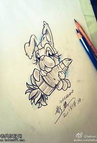 dibuix de conill de dibuixos animats amb patrons de tatuatge de rave