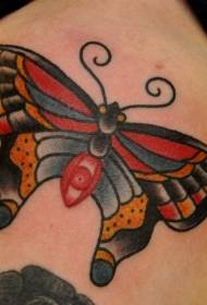 Gekleurde traditionele vlinder tattoo patroon