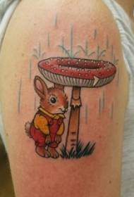 ragazze braccio dipinto linee semplici cartoni animati coniglietti e immagini di tatuaggi di funghi