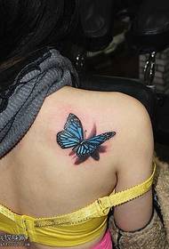 Taktak pola pola tattoo kukupu biru réalistis