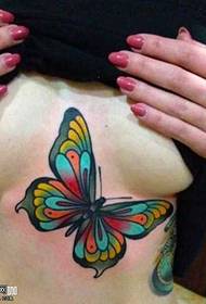Chest color butterfly tattoo pattern