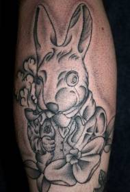 ternacciu neru puntu spina Alice in Wonderland Pattern di tatuaggi di conigli