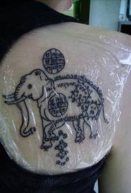 Esquena patró de tatuatge d'elefants budistes tailandesos