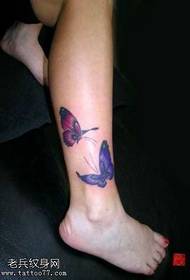 Mga pattern ng binti ng lila na lila na butter butterfly tattoo