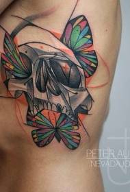 Seitenrippen und mehrfarbiges Schmetterling Tattoo Muster