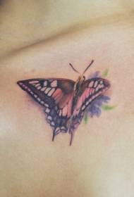 Modello di tatuaggio di colore farfalla e fiore