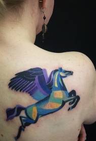 Shoulder illustration style colored Pegasus tattoo picture