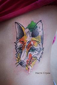 Tatoeagepatroon met inkt op vossen zijkant aan zijkant