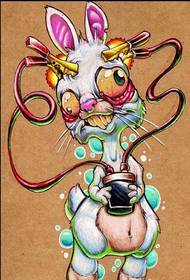 aardich útsichtende kleur cartoon cartoon konijn tattoo manuskriptpatroanfoto