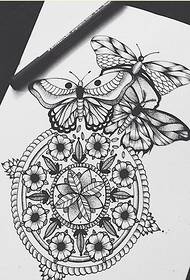 Fashion beautiful and beautiful fan flower butterfly tattoo manuscript pattern picture