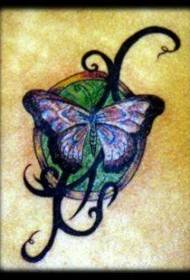 Tatuering mönster för blå fjäril och stam stamfärg