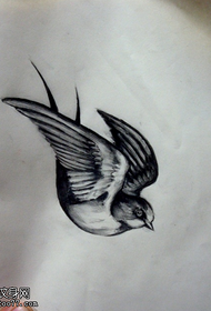 Lukisan Manuskrip Tattoo Hitam Sketch Swallow