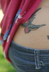 Waist Common Sparrow Letter Tattoo Pattern