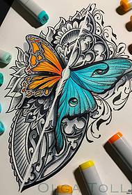 European and American school asymmetrical butterfly van Gogh tattoo tattoo pamanja