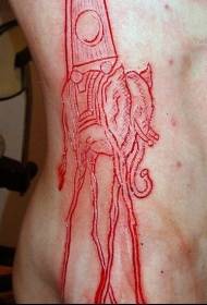 გვერდითი ნეკნი გრძელი ფეხი სპილო მოჭრილი ხორცის tattoo ნიმუში